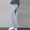 Classic Stretch Slim Straight Leg Jeans Women Casual Blue Denim Trousers Large Size Korean High Waist Washed Denim Pants