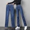 Classic Stretch Slim Straight Leg Jeans Women Casual Blue Denim Trousers Large Size Korean High Waist Washed Denim Pants