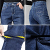 Classic Stretch Slim Straight Leg Jeans Women Casual Blue Denim Trousers Large Size Korean High Waist Washed Denim Pants