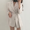 Clothland Women Belt Blazer Long Sleeve Single Breasted Jacket Female Office Wear Casual Jacket Mujer CA317
