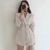 Clothland Women Belt Blazer Long Sleeve Single Breasted Jacket Female Office Wear Casual Jacket Mujer CA317