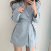 Clothland Women Belt Blazer Long Sleeve Single Breasted Jacket Female Office Wear Casual Jacket Mujer CA317