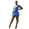 Club Sexy Hollow Out Lace Up Lady Tight Short Dress Summer Sleeveless Crew Neck Basketball Print Sports Tank Dresses Streetwear