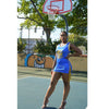 Club Sexy Hollow Out Lace Up Lady Tight Short Dress Summer Sleeveless Crew Neck Basketball Print Sports Tank Dresses Streetwear