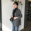 Coffee Gray Plaid Suit Blazer Women 2023 Spring Autumn Office Lady Formal Notched Loose Jacket Coat Long Sleeve Blazer Outerwear