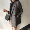 Coffee Gray Plaid Suit Blazer Women 2023 Spring Autumn Office Lady Formal Notched Loose Jacket Coat Long Sleeve Blazer Outerwear