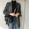 Coffee Gray Plaid Suit Blazer Women 2023 Spring Autumn Office Lady Formal Notched Loose Jacket Coat Long Sleeve Blazer Outerwear