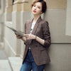 Coffee Plaid Jacket Women Spring Slim Long Sleeve Temperament Casual Blazer Office Ladies Work Coat