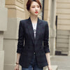 Coffee Plaid Jacket Women Spring Slim Long Sleeve Temperament Casual Blazer Office Ladies Work Coat