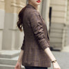 Coffee Plaid Jacket Women Spring Slim Long Sleeve Temperament Casual Blazer Office Ladies Work Coat