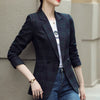 Coffee Plaid Jacket Women Spring Slim Long Sleeve Temperament Casual Blazer Office Ladies Work Coat
