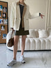 Color Block Patchwork Blazers Coat For Women Notched Double Breasted Office Lady Clothing 2023 Autumn  M878