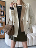 Color Block Patchwork Blazers Coat For Women Notched Double Breasted Office Lady Clothing 2023 Autumn  M878
