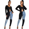 Color Stitching Women Jeans High Waist Zipper Fly Skinny Denim Pants 2022 Autumn Winter Sexy Workout Activewear Casual Trousers