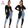 Color Stitching Women Jeans High Waist Zipper Fly Skinny Denim Pants 2022 Autumn Winter Sexy Workout Activewear Casual Trousers