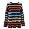 Color Striped Sweater Fall Loose Knit Pullover Patchwork Long Sleeve Knitwear Casual O Neck Sweaters For Women Sweater