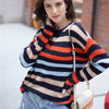 Color Striped Sweater Fall Loose Knit Pullover Patchwork Long Sleeve Knitwear Casual O Neck Sweaters For Women Sweater