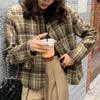 Colorfaith 2022 Autumn Winter Women's Blazers Casual Pockets Checkered Jackets Outerwear Plaid Wild Lady Short Tops JK7361