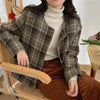 Colorfaith 2022 Autumn Winter Women's Blazers Casual Pockets Checkered Jackets Outerwear Plaid Wild Lady Short Tops JK7361