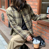 Colorfaith 2022 Autumn Winter Women's Blazers Casual Pockets Checkered Jackets Outerwear Plaid Wild Lady Short Tops JK7361