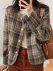 Colorfaith 2022 Autumn Winter Women's Blazers Casual Pockets Checkered Jackets Outerwear Plaid Wild Lady Short Tops JK7361