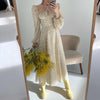 Colysmo Floral Dress Lantern Long Sleeve Ruched Cut out Tie up Split Zip Backless Maxi Dress Women Prairie Chic Summer Dresses