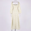Colysmo Floral Dress Lantern Long Sleeve Ruched Cut out Tie up Split Zip Backless Maxi Dress Women Prairie Chic Summer Dresses