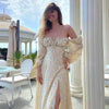 Colysmo Floral Dress Lantern Long Sleeve Ruched Cut out Tie up Split Zip Backless Maxi Dress Women Prairie Chic Summer Dresses