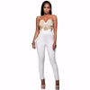White Women Jumpsuit Long Sex Strapless P80328 Elegant Gold Embellished Jumpsuit Sequined Off Shoulder Long Playsuits