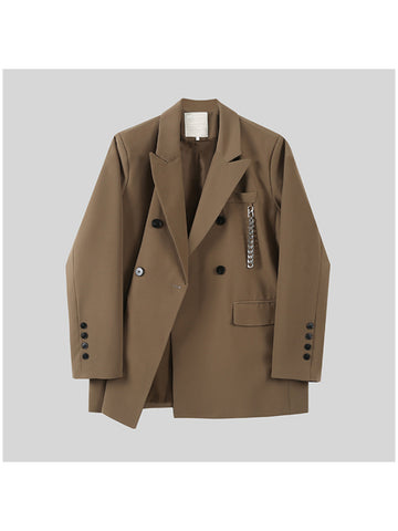 Commute Black Suit Jacket Women's Spring And Autumn Design Casual Loose Thin Plain Long Sleeve Blazer Coat Female