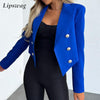 Commute Little Blazer Women Elegant Notched Collar Slim Office Suit Coat Casual Long Sleeve Spring Autumn Jacket Outwear