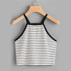 Contrast Binding Crop Striped Fashion Cami Vest Women Spaghetti Strap Sexy Short Vest 2022 Stretchy Sporting Top Vest
