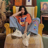 Cool Blue Rainbow Jeans Women Streetwear Straight Jeans Female Boyfriend Jeans Streetwear Loose Summer Harajuku Oversized Jeans