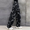 Cool Print Loose Jeans Funny Boyfriend Jean Women Jeans Hip Hip Pants High Waist Cargo Jeans Cool Stright Black Trousers Female