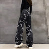 Cool Print Loose Jeans Funny Boyfriend Jean Women Jeans Hip Hip Pants High Waist Cargo Jeans Cool Stright Black Trousers Female