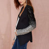 Cool Women Sequined Blazer Coat Jacket Single Buckle Long Sleeve  Suit jacket women	for women's clothing