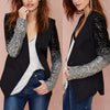 Cool Women Sequined Blazer Coat Jacket Single Buckle Long Sleeve  Suit jacket women	for women's clothing