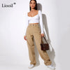 Corduroy Loose Straight Leg Pants Woman High Waist Slack Fall Winter With Pockets Streetwear Baggy Trousers Brown Mon Long Pants