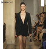 2022 Summer Long Women Suits Long Sleeve Ruched Blazers Black Jackets Designer Runway Fashion High Quality