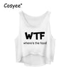 Brand WTF where is the food Letter Print Women's Fashion Sleeveless O Neck Camis Famale Hipster Gray Vest Crop Tank Tops