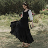 Cottage Style Black Long Dress Women Vintage Lace Patchwork Square Collar Prairie Dresses Vestidos Negro Elegantes Para Mujer