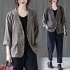 Cotton And Linen Striped Suit Jacket Ladies Spring 2022 Retro Loose Large Size Casual Blazer Single Breasted Shirt Top zh187