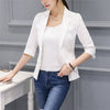 Cotton And Linen Women Blazer Plus Size Slim Fit Blazer Feminino Three Quarter Sleeve Women Suits And Jackets For Work Ma107