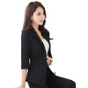 Cotton Linen Plus Size 4XL Small Jackets Suit Women Spring White Blazers Tops Casual 3/4 Quarter Sleeve Work Blaser Feminino