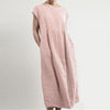 Cotton Linen Pockets Long Dress Women Solid Sleeveless O-neck Maxi Loose Baggy Kaftan Maxi Dress Casual Elegant Sundress 2022