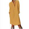 Cotton Linen Women Dress 2022 Spring Autumn Loose Casual Vestidos Long Sleeve Nature Button Turn Down Collar Dresses