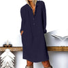 Cotton Linen Women Dress 2022 Spring Autumn Loose Casual Vestidos Long Sleeve Nature Button Turn Down Collar Dresses
