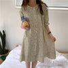 Cotton Night Dress Women Floral Print Sleepwear Lace Nightgown Vintage Nightwear Long Dress Gown Kawaii Single Breasted Shirts