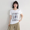 Cotton Women's T-shirt Printing O-neck Tees Casual Loose Short Sleeve Top Female Clothes T Shirt