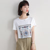 Cotton Women's T-shirt Printing O-neck Tees Casual Loose Short Sleeve Top Female Clothes T Shirt